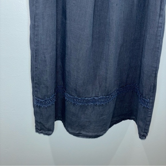 100% Linen Via Signoria Dress with Crochet Trim | Made in Italy | Size L | Vacay - Picture 3 of 12